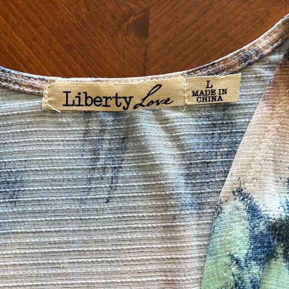 Liberty Love Blue Print Flowing Swimsuit Coverup Woman Size Large Tie Front - Picture 5 of 13